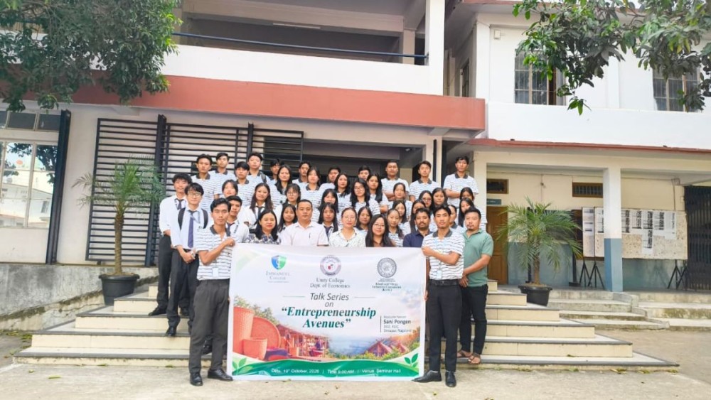 Officials along with the students pose for a photo during a talk series on “Entrepreneurship Avenues” held at Unity College in Dimapur on October 10.